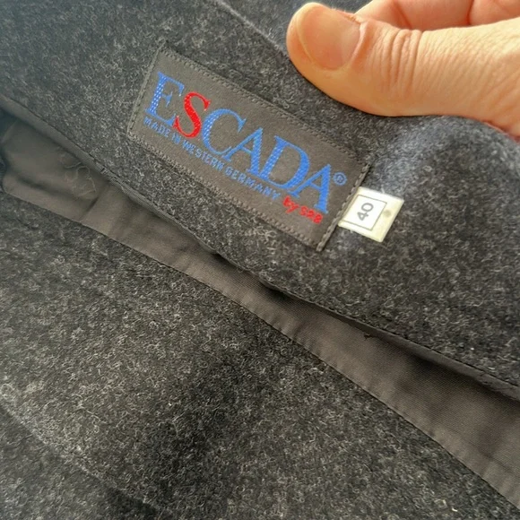 Escada Vintage Wrap Wool Midi Charcoal Gray Skirt Medium Weight Size 40(M/L) - Picture 7 of 11